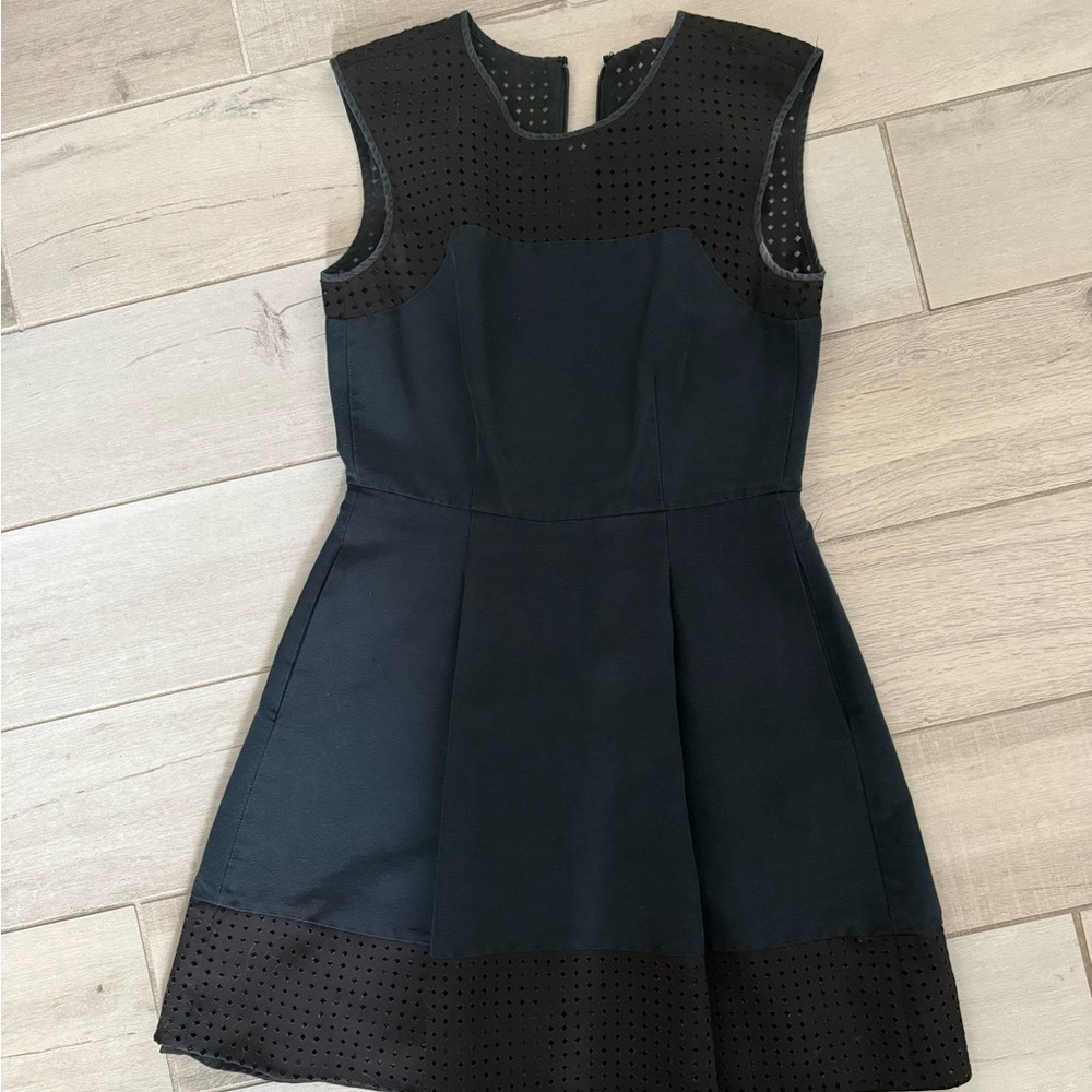 J. Crew Women’s Black and Navy Pleated Mini Dress
